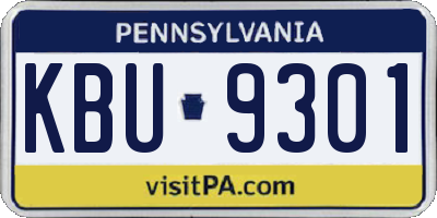 PA license plate KBU9301