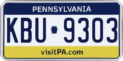 PA license plate KBU9303