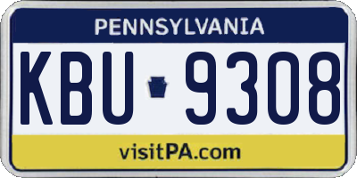 PA license plate KBU9308