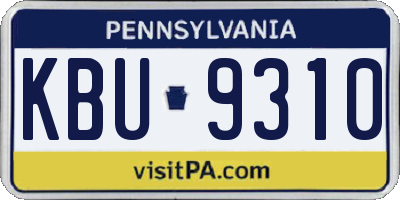 PA license plate KBU9310