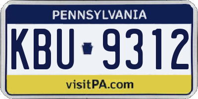 PA license plate KBU9312