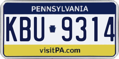 PA license plate KBU9314