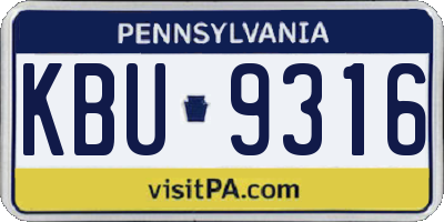 PA license plate KBU9316