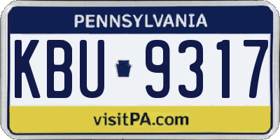 PA license plate KBU9317