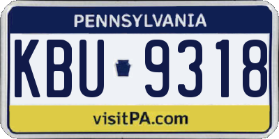 PA license plate KBU9318