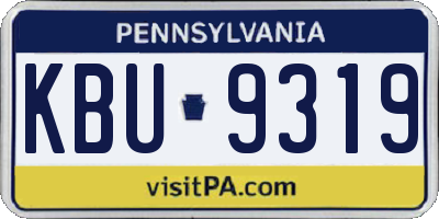 PA license plate KBU9319