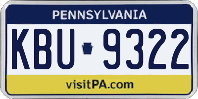 PA license plate KBU9322