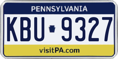 PA license plate KBU9327