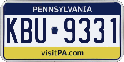 PA license plate KBU9331