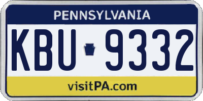 PA license plate KBU9332