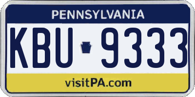 PA license plate KBU9333