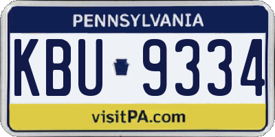 PA license plate KBU9334