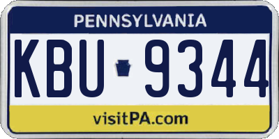 PA license plate KBU9344