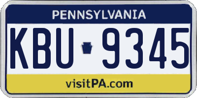 PA license plate KBU9345