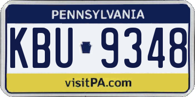 PA license plate KBU9348
