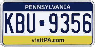 PA license plate KBU9356