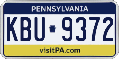 PA license plate KBU9372