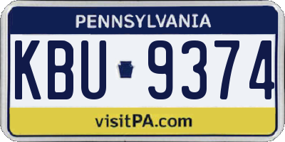 PA license plate KBU9374