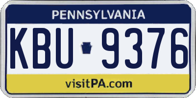 PA license plate KBU9376