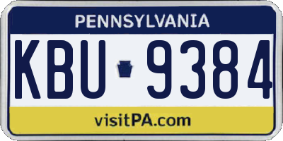 PA license plate KBU9384