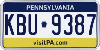 PA license plate KBU9387