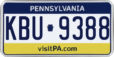 PA license plate KBU9388