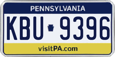 PA license plate KBU9396