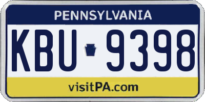 PA license plate KBU9398