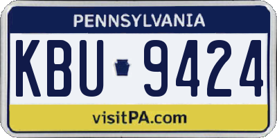 PA license plate KBU9424