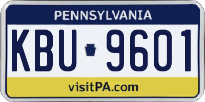 PA license plate KBU9601