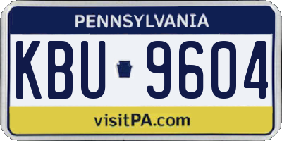 PA license plate KBU9604