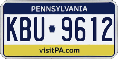 PA license plate KBU9612