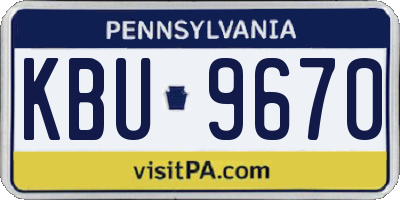 PA license plate KBU9670