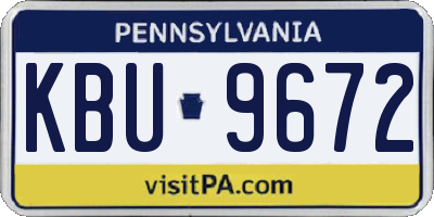PA license plate KBU9672