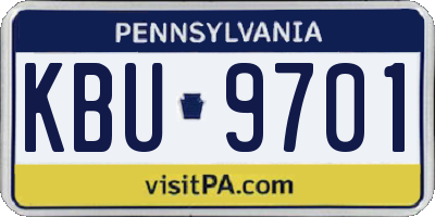PA license plate KBU9701