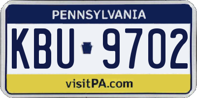 PA license plate KBU9702