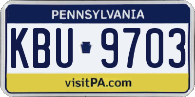 PA license plate KBU9703