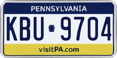 PA license plate KBU9704