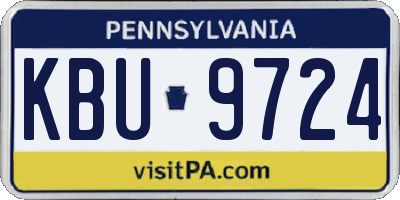 PA license plate KBU9724