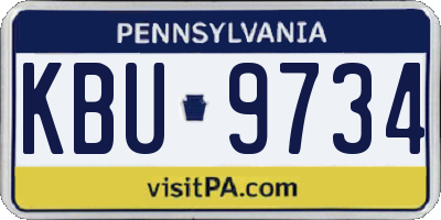 PA license plate KBU9734