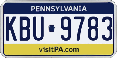 PA license plate KBU9783