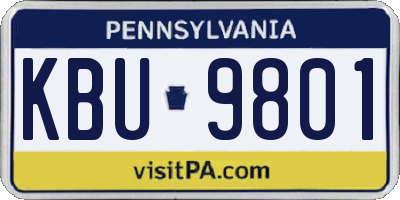 PA license plate KBU9801