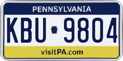PA license plate KBU9804