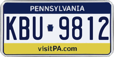 PA license plate KBU9812