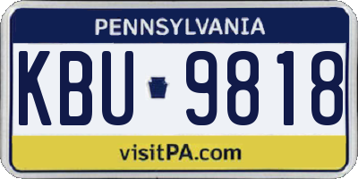 PA license plate KBU9818