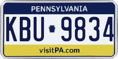 PA license plate KBU9834