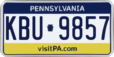 PA license plate KBU9857