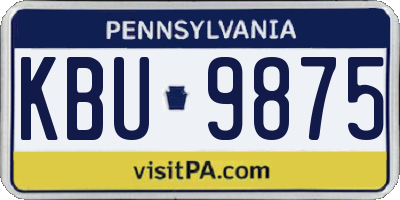 PA license plate KBU9875