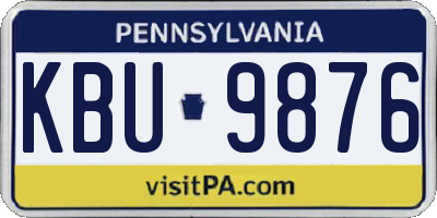 PA license plate KBU9876