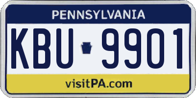 PA license plate KBU9901